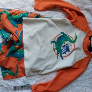 Carter's Orange and Cream Dinosaur Rashguard Set